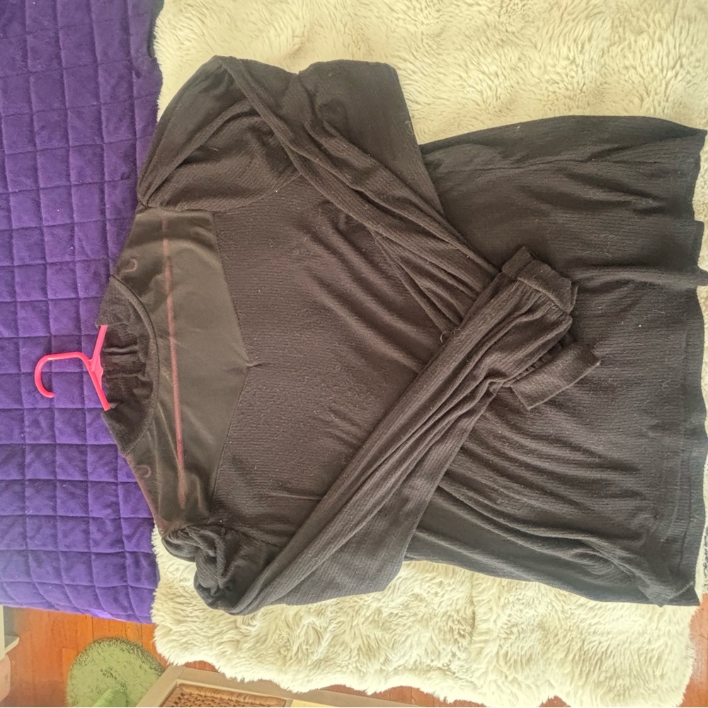 H Halston Black Ribbed and sheer top Sweater XL